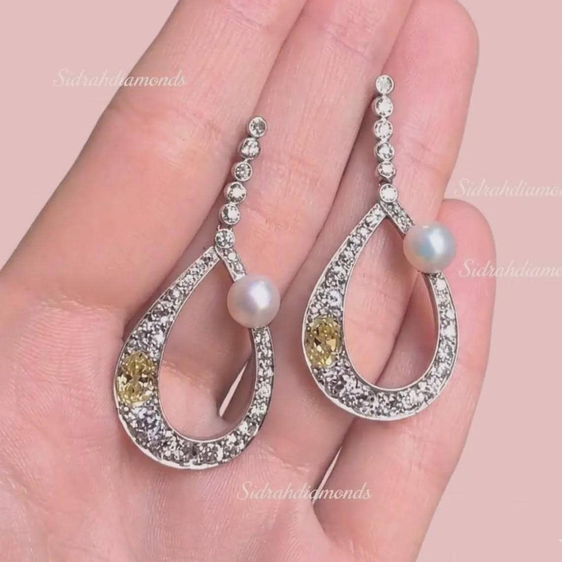 Pearl Teardrop Dangle Earrings — View 4
