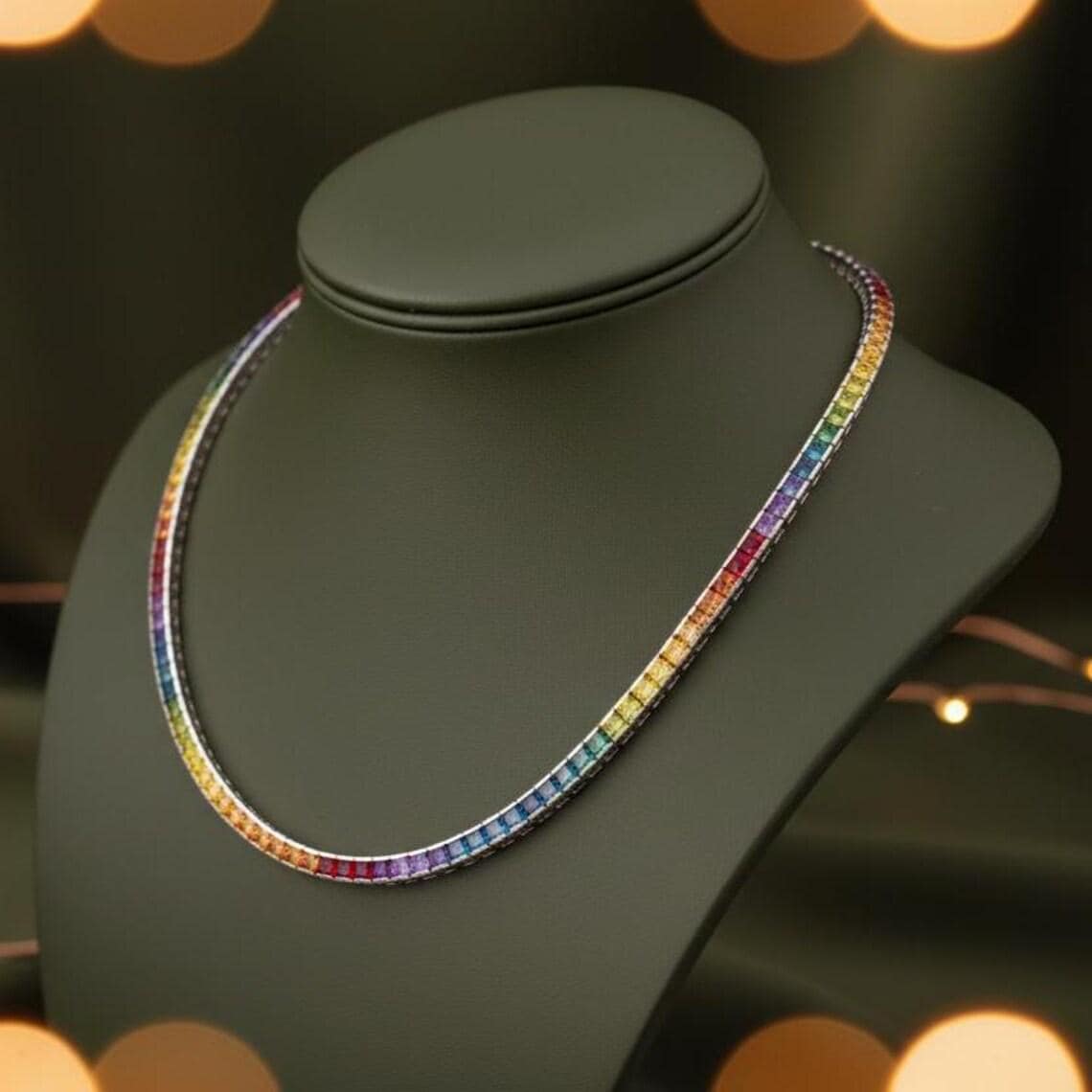 Rainbow Tennis Necklace