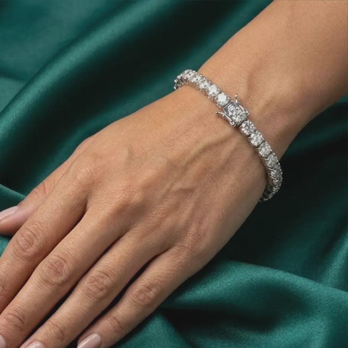 Moissanite Tennis Bracelet For Her 14K White Gold — View 4