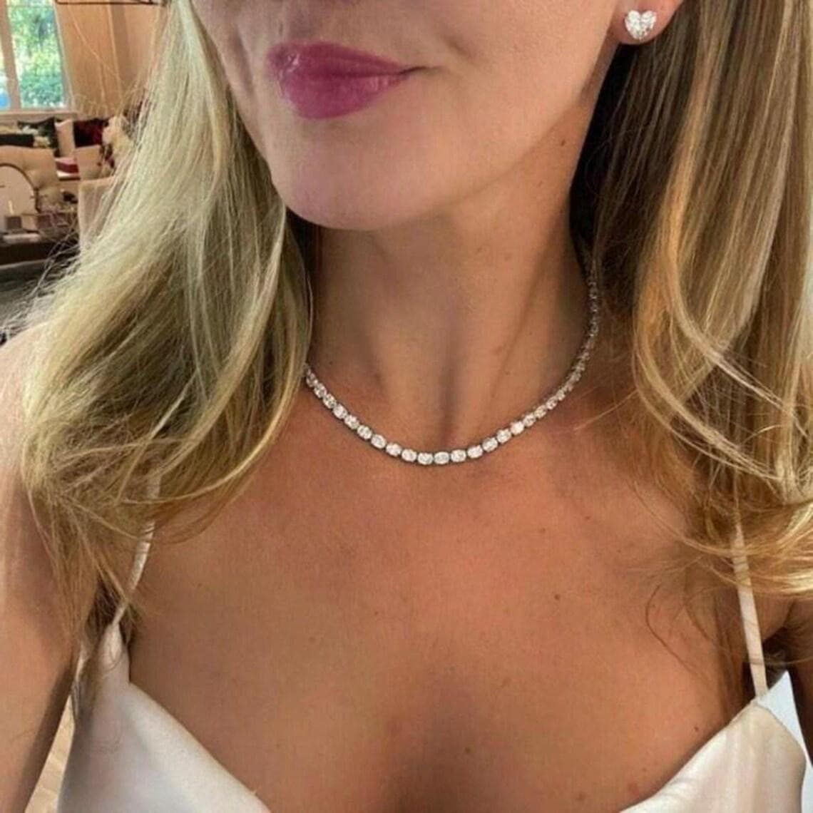 Oval Diamond Tennis Necklace — View 2