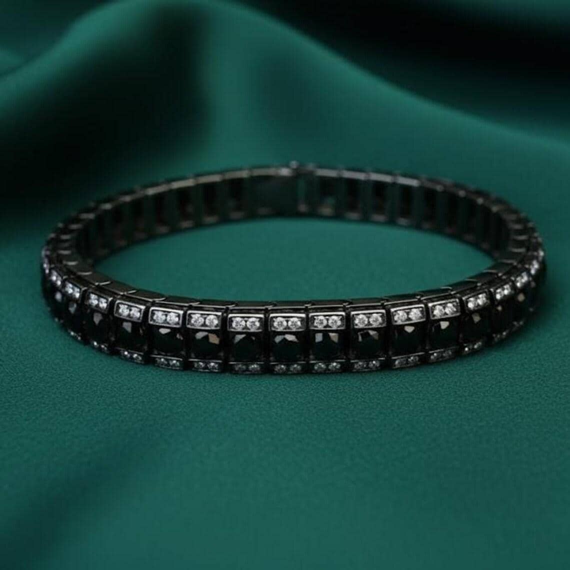Onyx Moissanite Tennis Bracelet