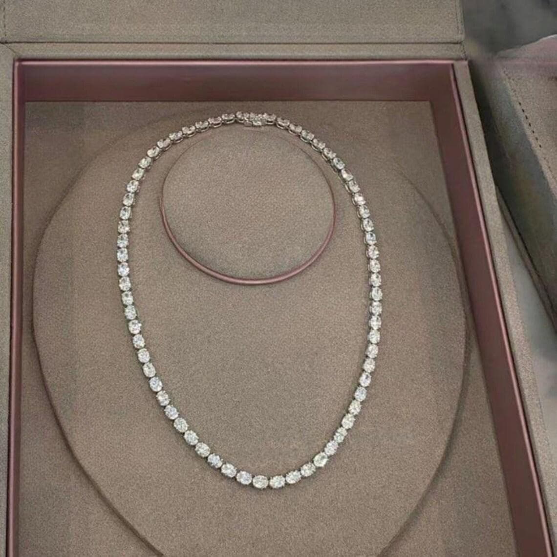 Oval Diamond Tennis Necklace — View 3