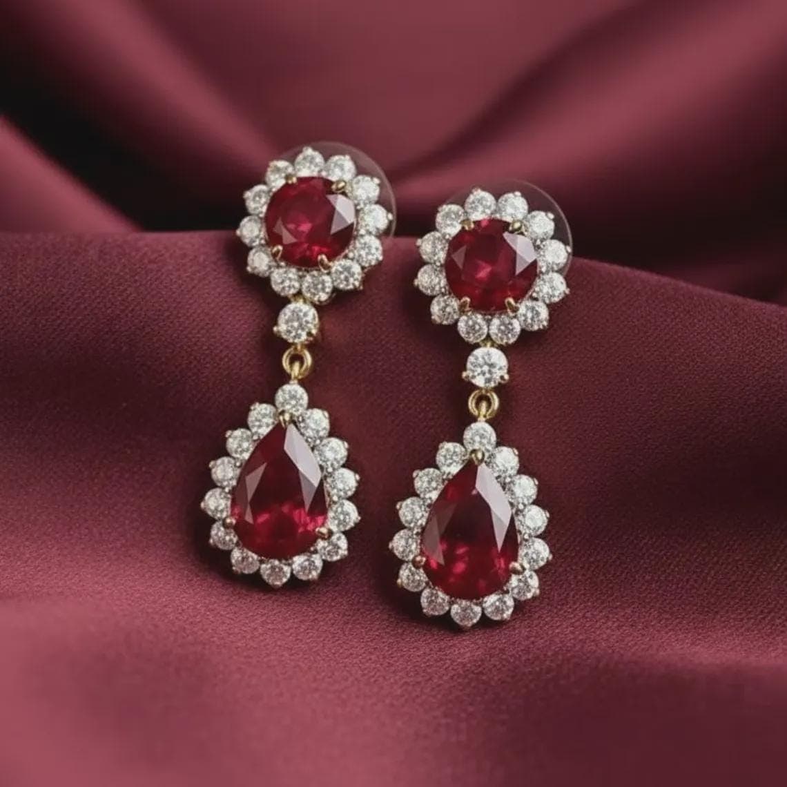 Golden Passion Ruby & Brilliant Diamond Drop Earrings