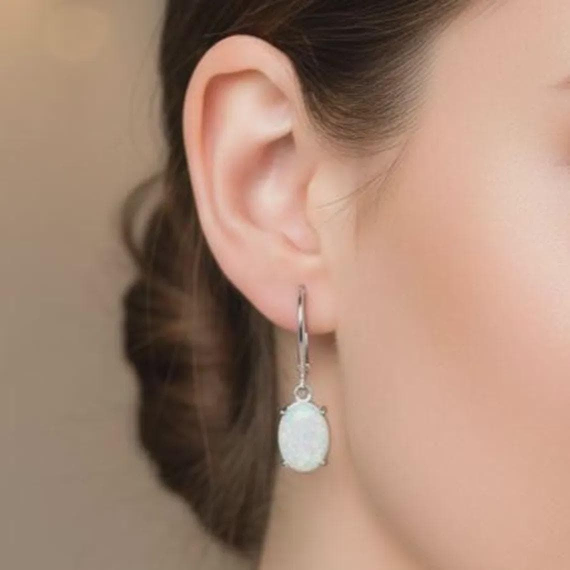 Dainty Oval Fire Opal Boho Bridal Jewelry — View 4