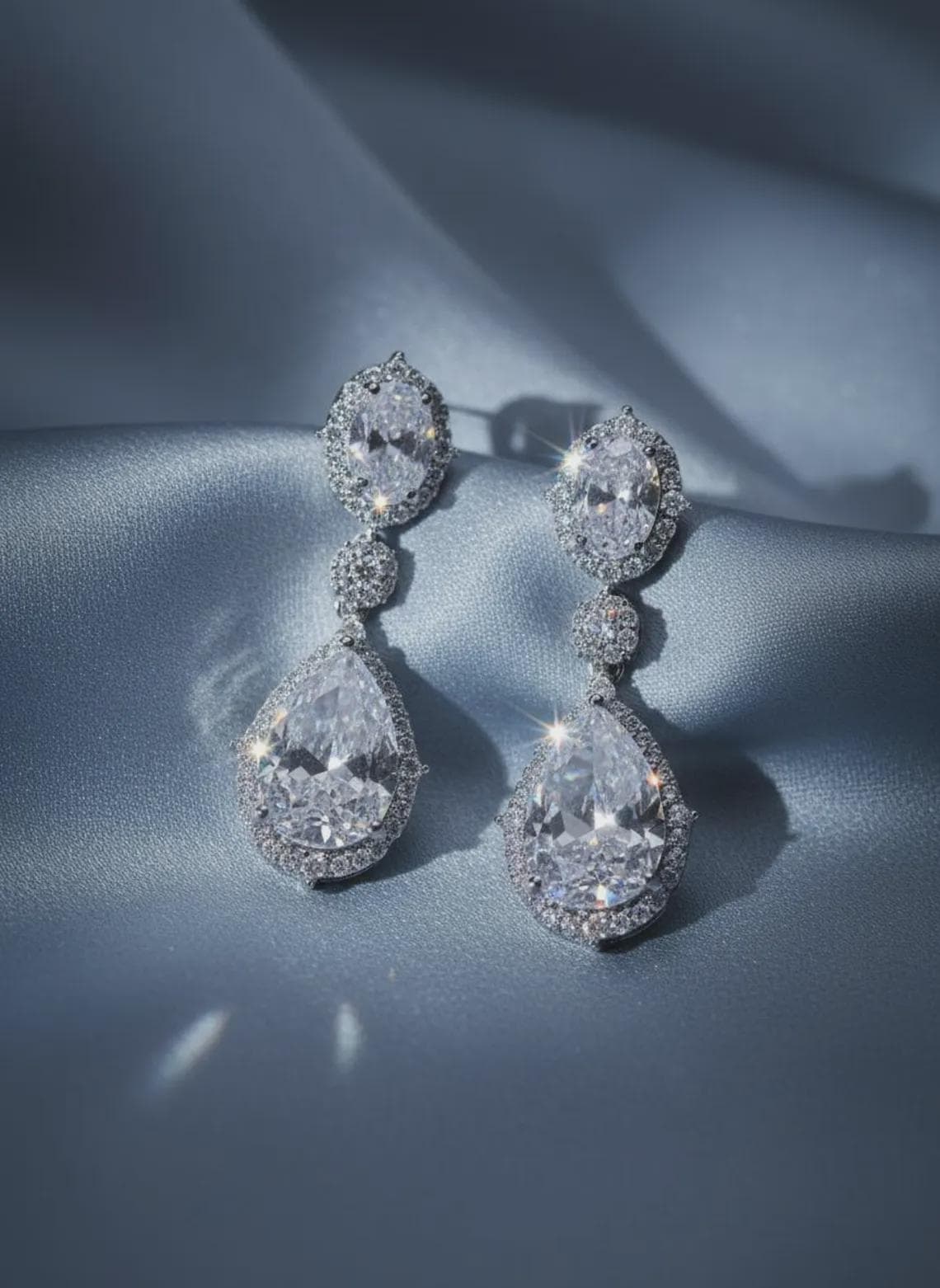 Crystal Teardrop Bridal Earrings — View 2