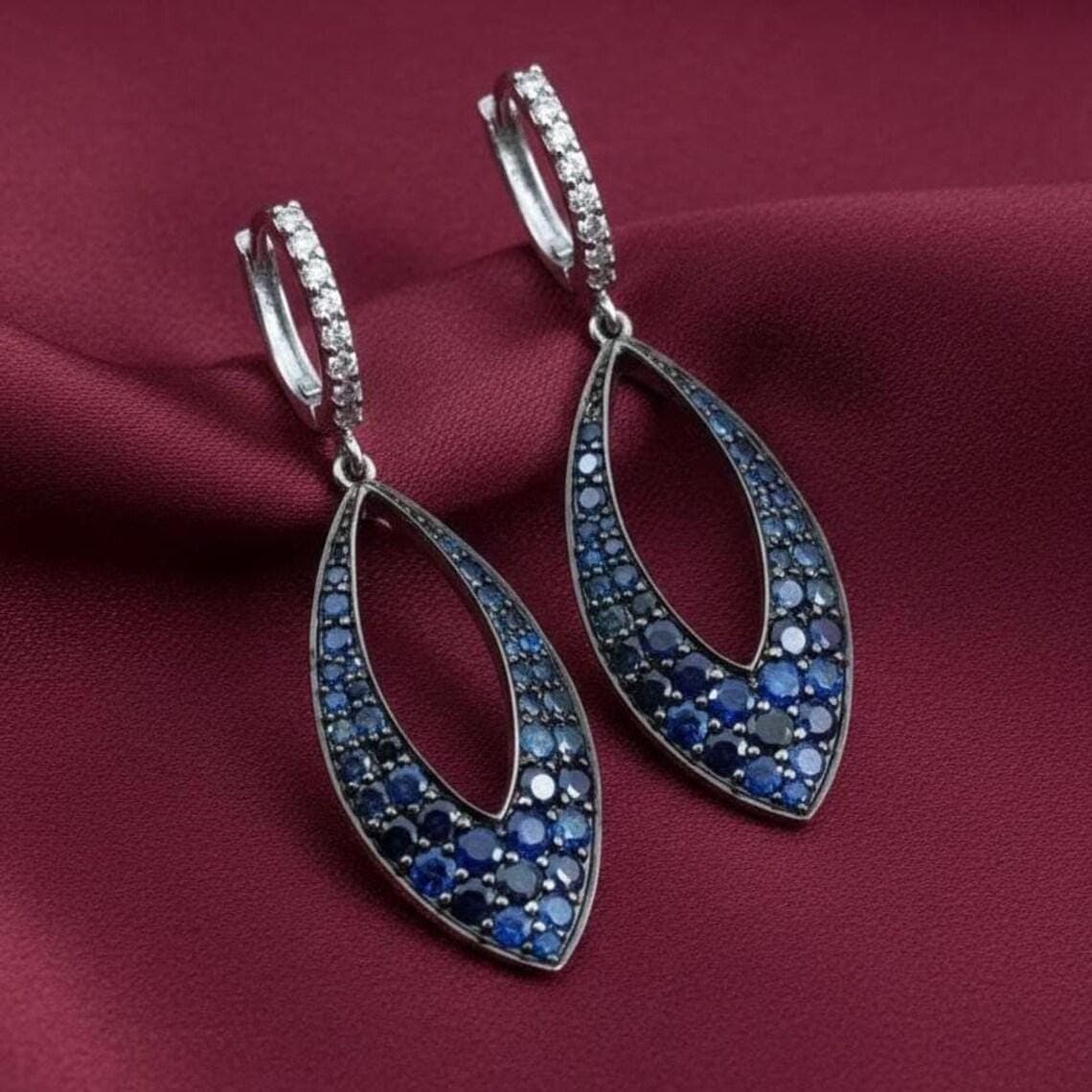 Royal Blue Sapphire & Diamond 14K Gold Plated