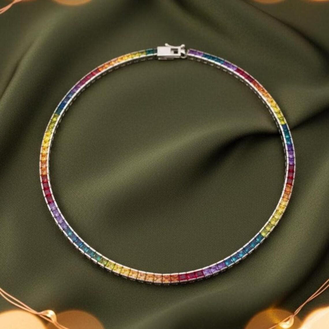 Rainbow Tennis Necklace — View 2