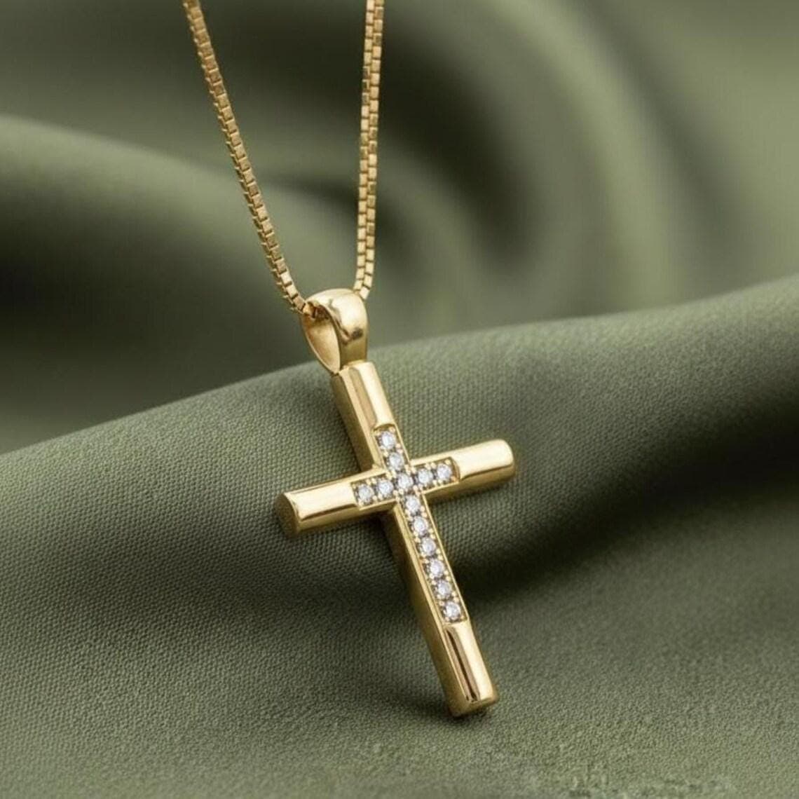 Gold Cross Necklace — View 3