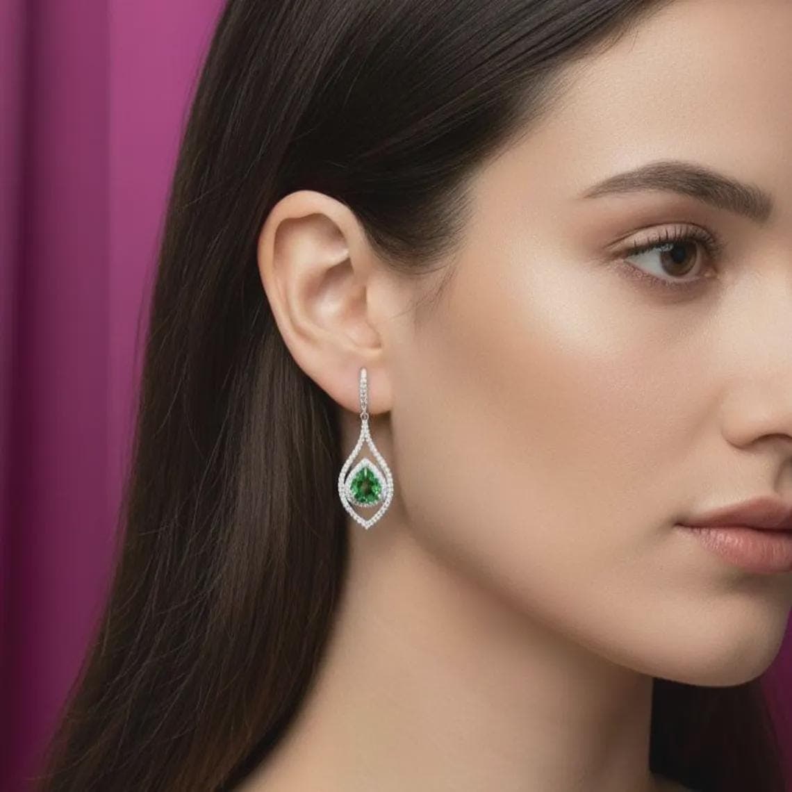 Green Peridot Dangle Earrings — View 2
