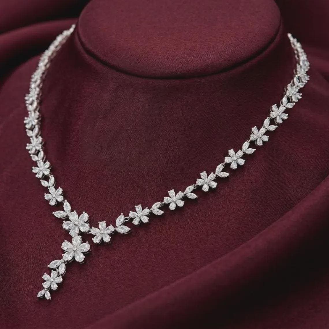 Regal Marquise Floral Garland Diamond/Moissanite Necklace 14K Gold