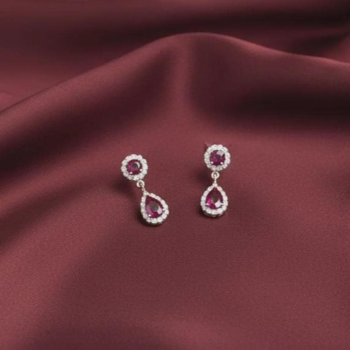 Golden Passion Ruby & Brilliant Diamond Drop Earrings — View 2