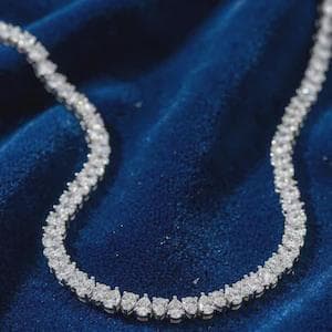 Pear Cut Diamond Tennis Necklace — View 3