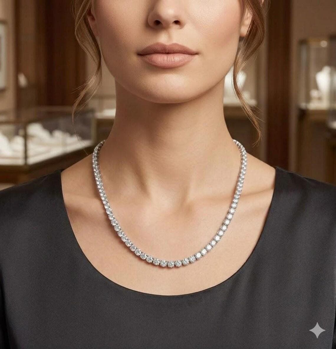 Lab Grown Diamond Tennis Necklace — View 2