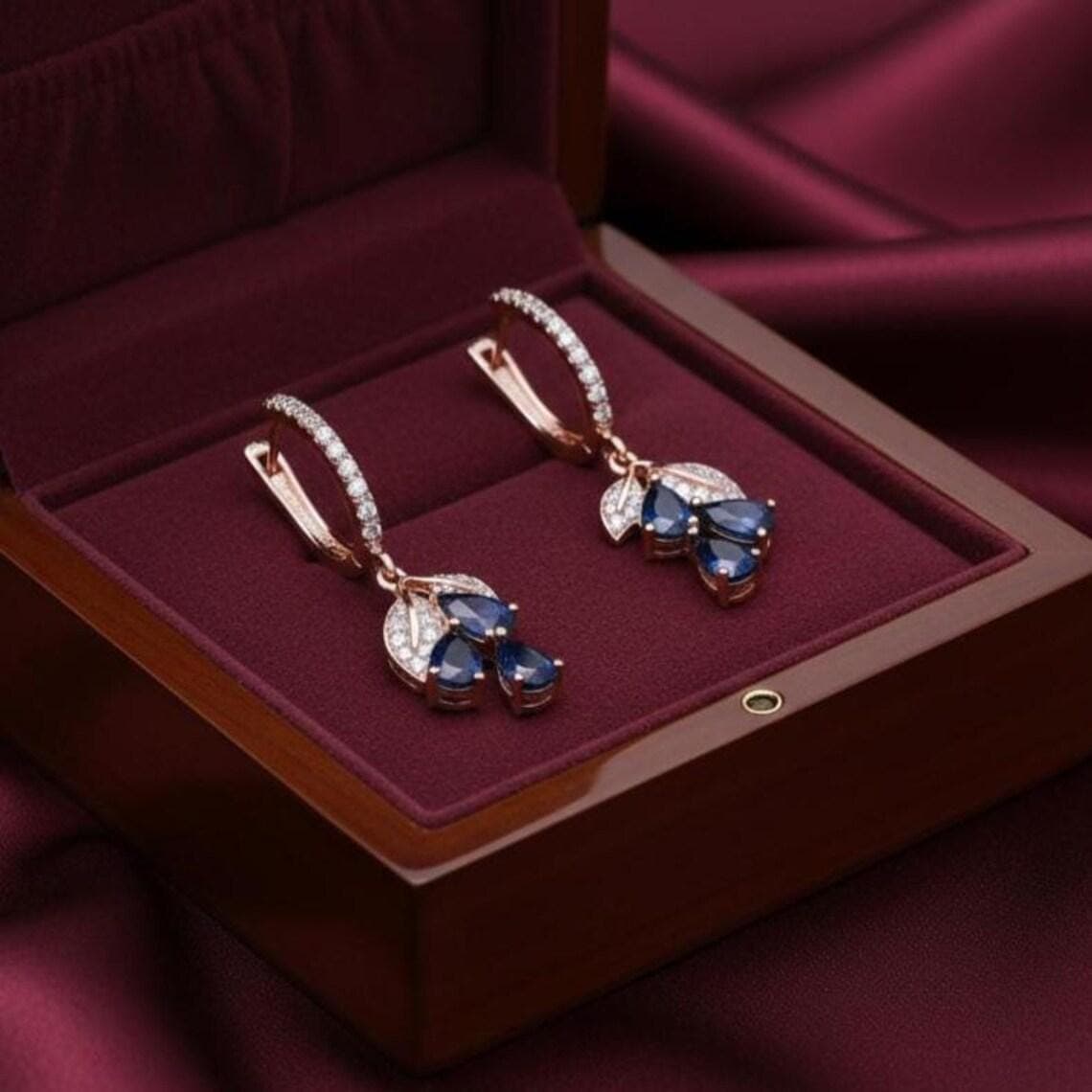 Azure Blue Teardrop Earrings — View 2