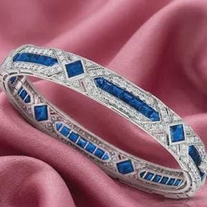 Art Deco Sapphire Baguette Bangle — View 4