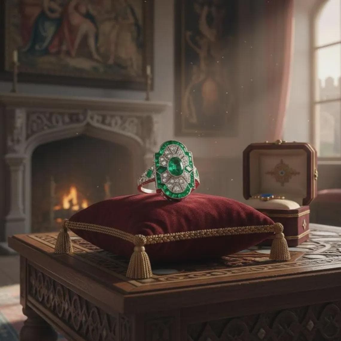 Art Deco Emerald Statement Ring — View 3