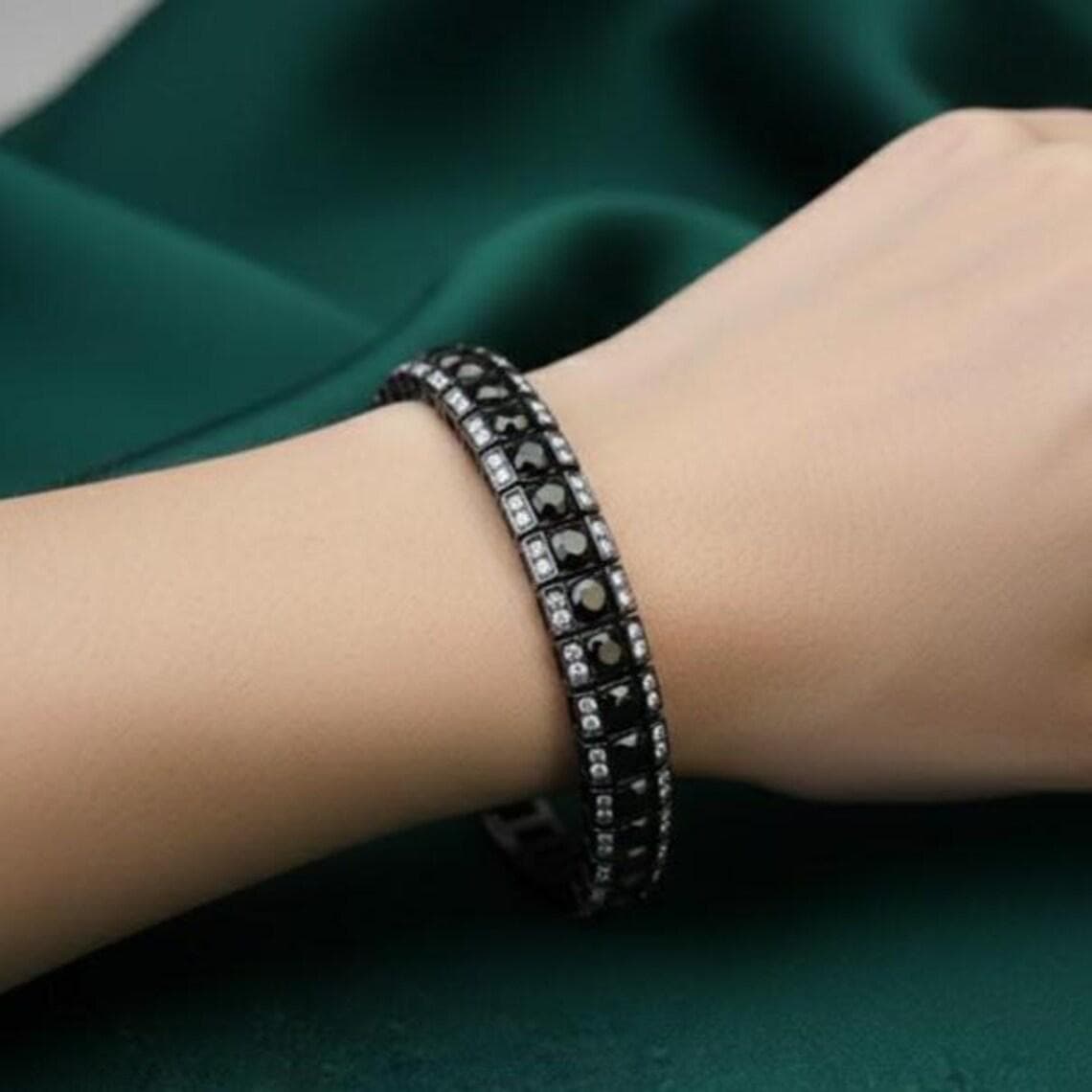 Onyx Moissanite Tennis Bracelet — View 2