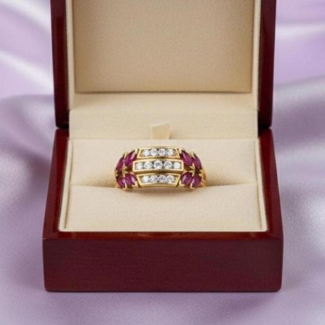 Luxury Pink Ruby & Diamond 14K Gold Plated — View 5