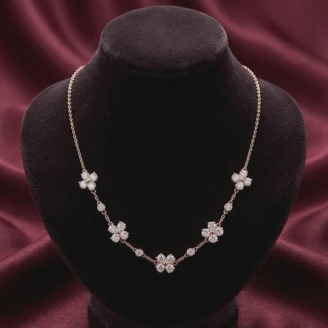 Golden Meadow Round Diamond/Moissanite Necklace 14K Gold Plated — View 2