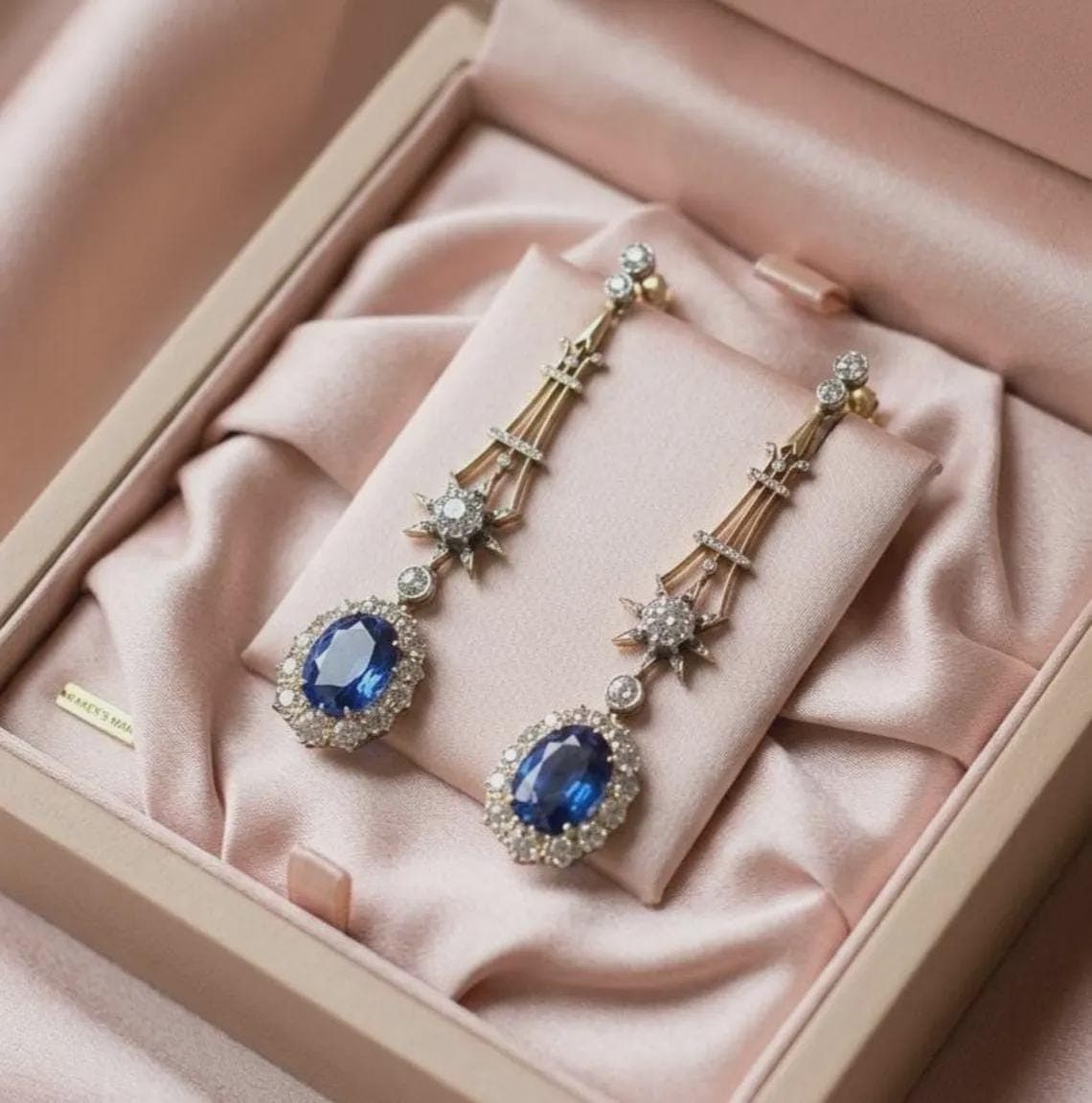 Blue Sapphire Drop Earrings — View 3
