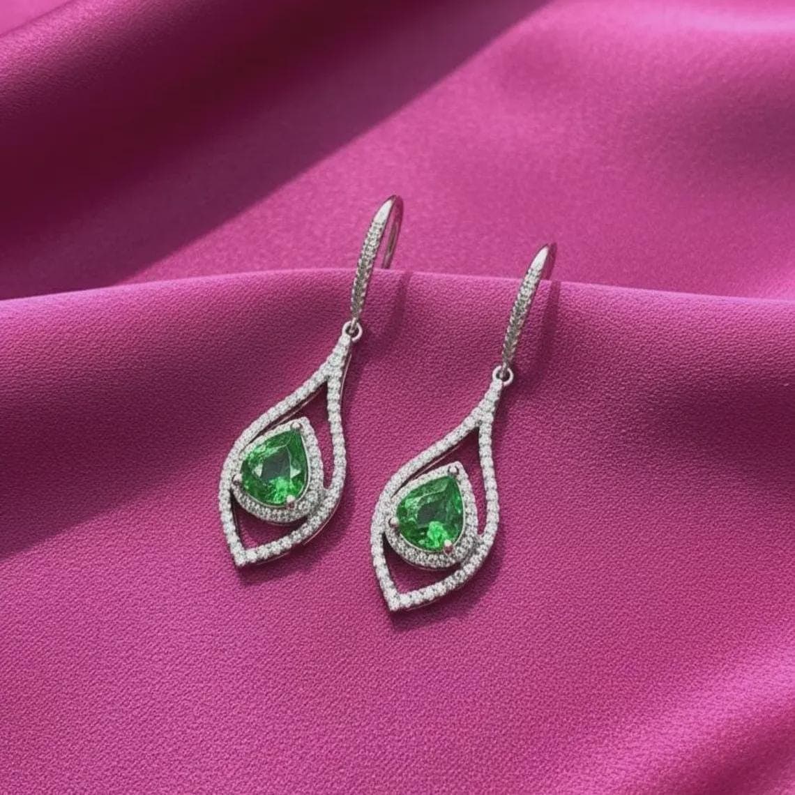 Green Peridot Dangle Earrings — View 4
