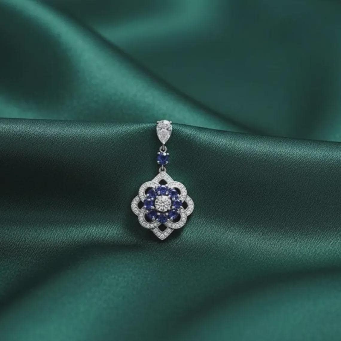Pear Cut Blue Sapphire Drop Earrings — View 4
