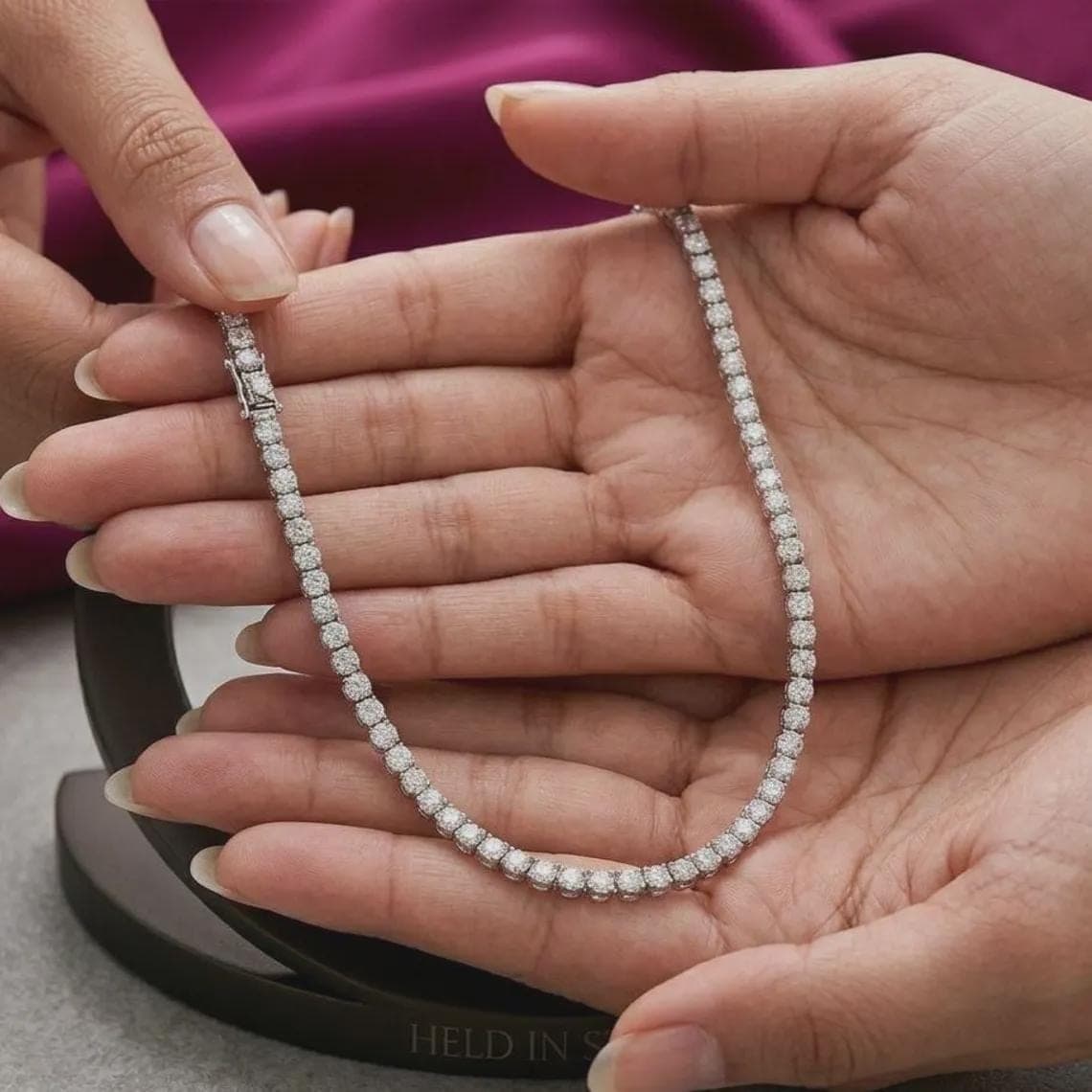 4MM Round Moissanite Tennis Necklace — View 4