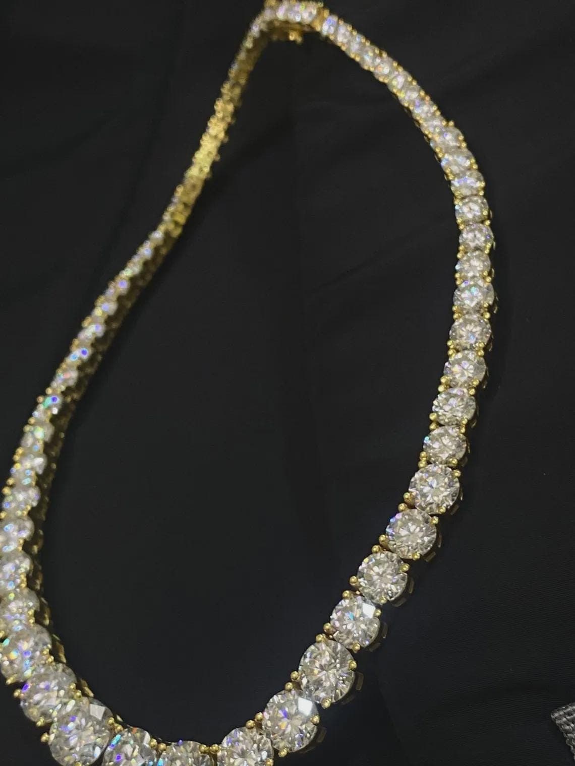 40 CTW Round Cut Moissanite Graduation Tennis Necklace — View 6