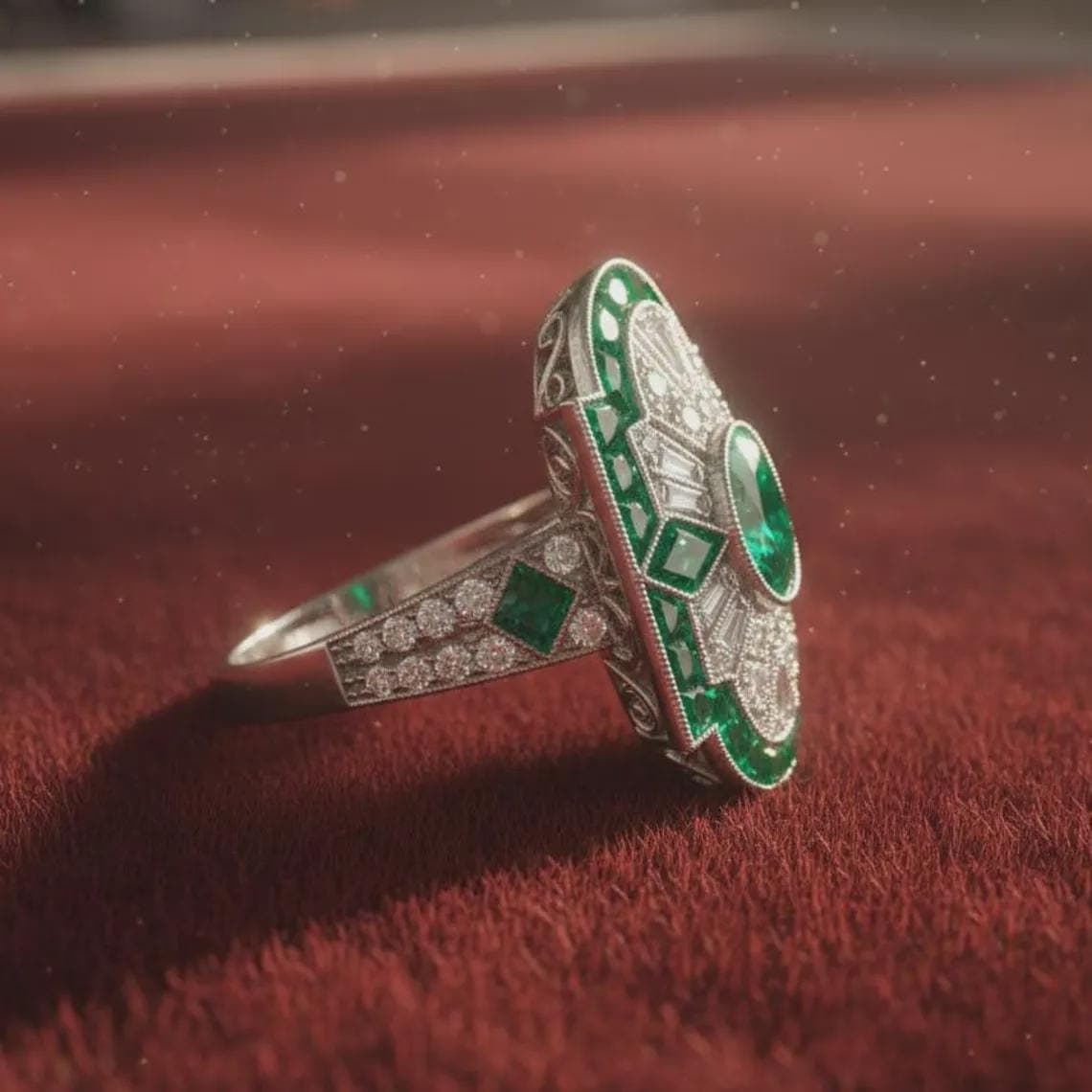 Art Deco Emerald Statement Ring — View 4