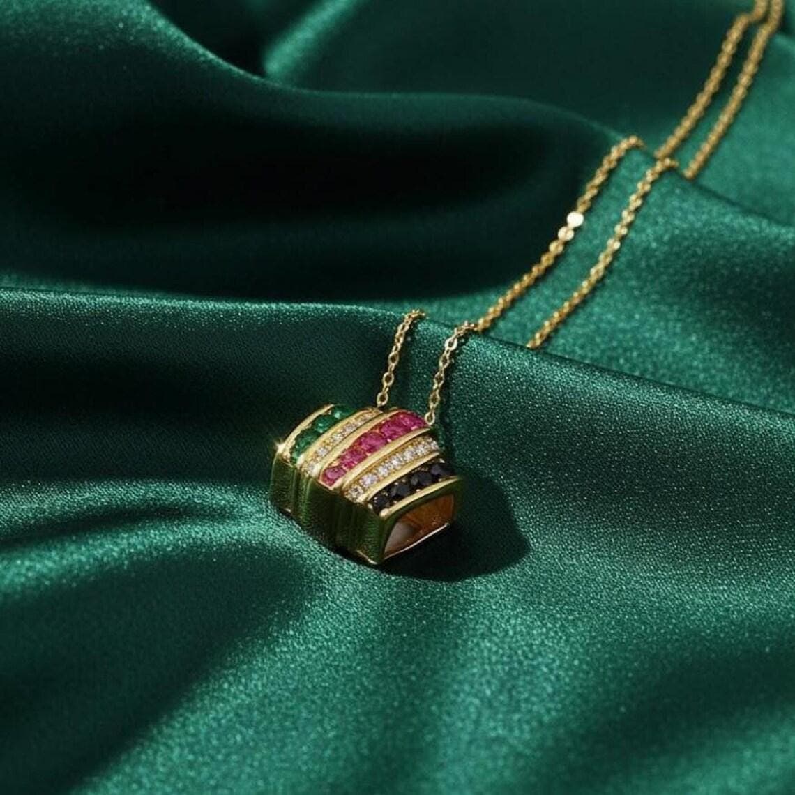 Multi Gemstone Pendant Necklace — View 4