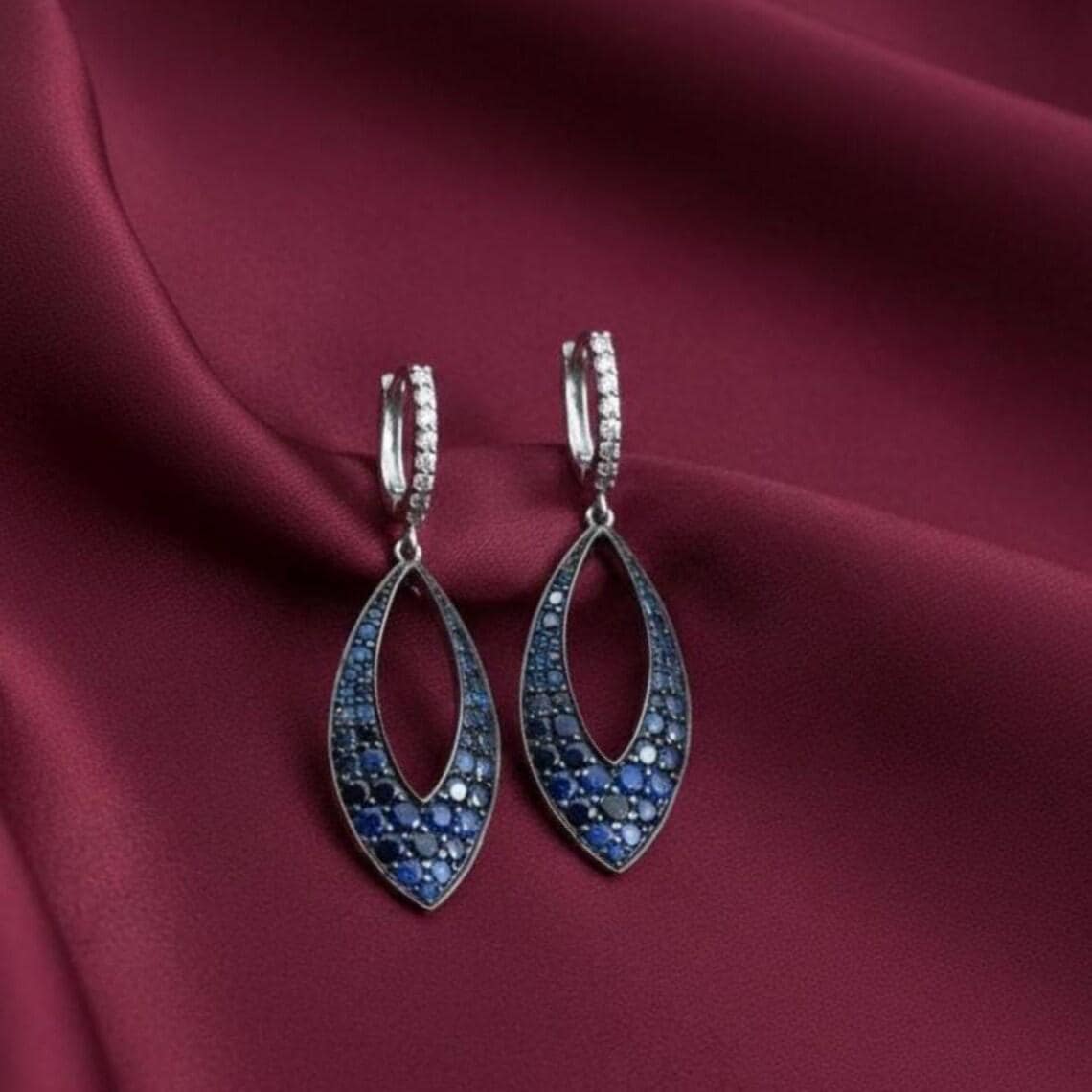 Royal Blue Sapphire & Diamond 14K Gold Plated — View 3
