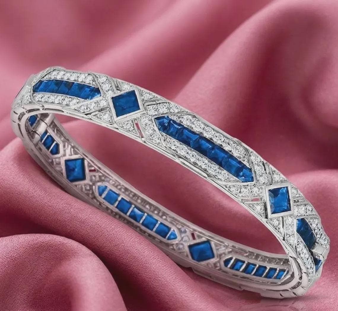 Art Deco Sapphire Baguette Bangle