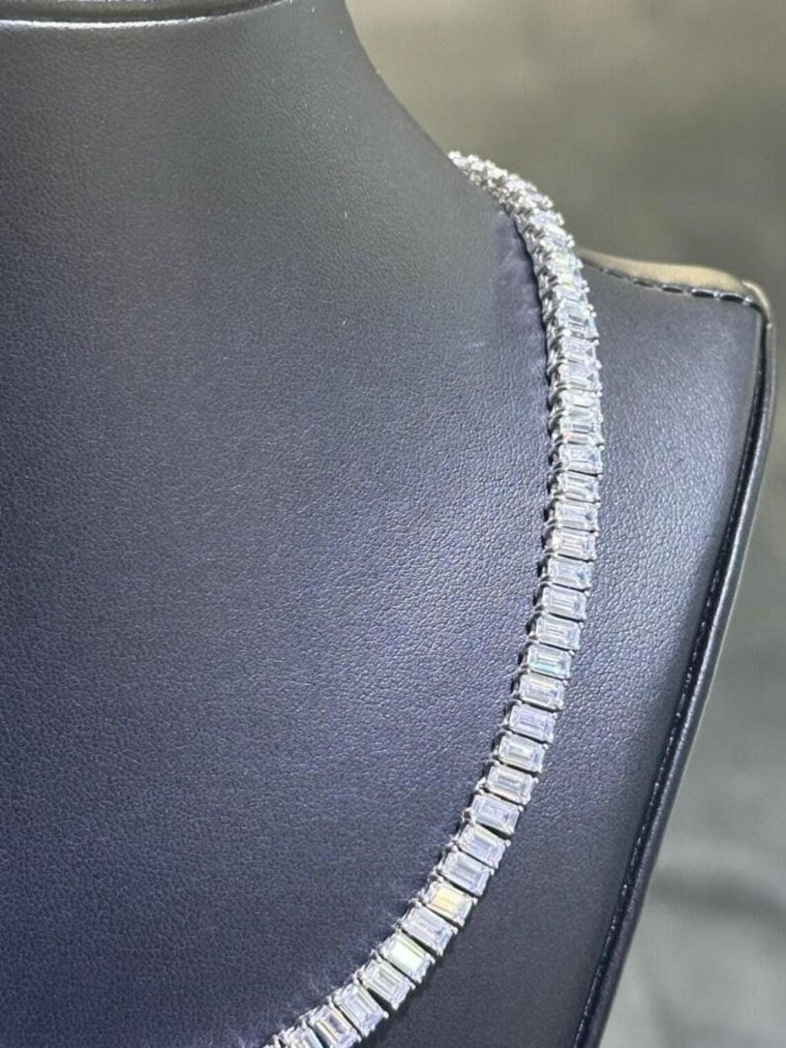 Baguette Diamond Tennis Necklace — View 2