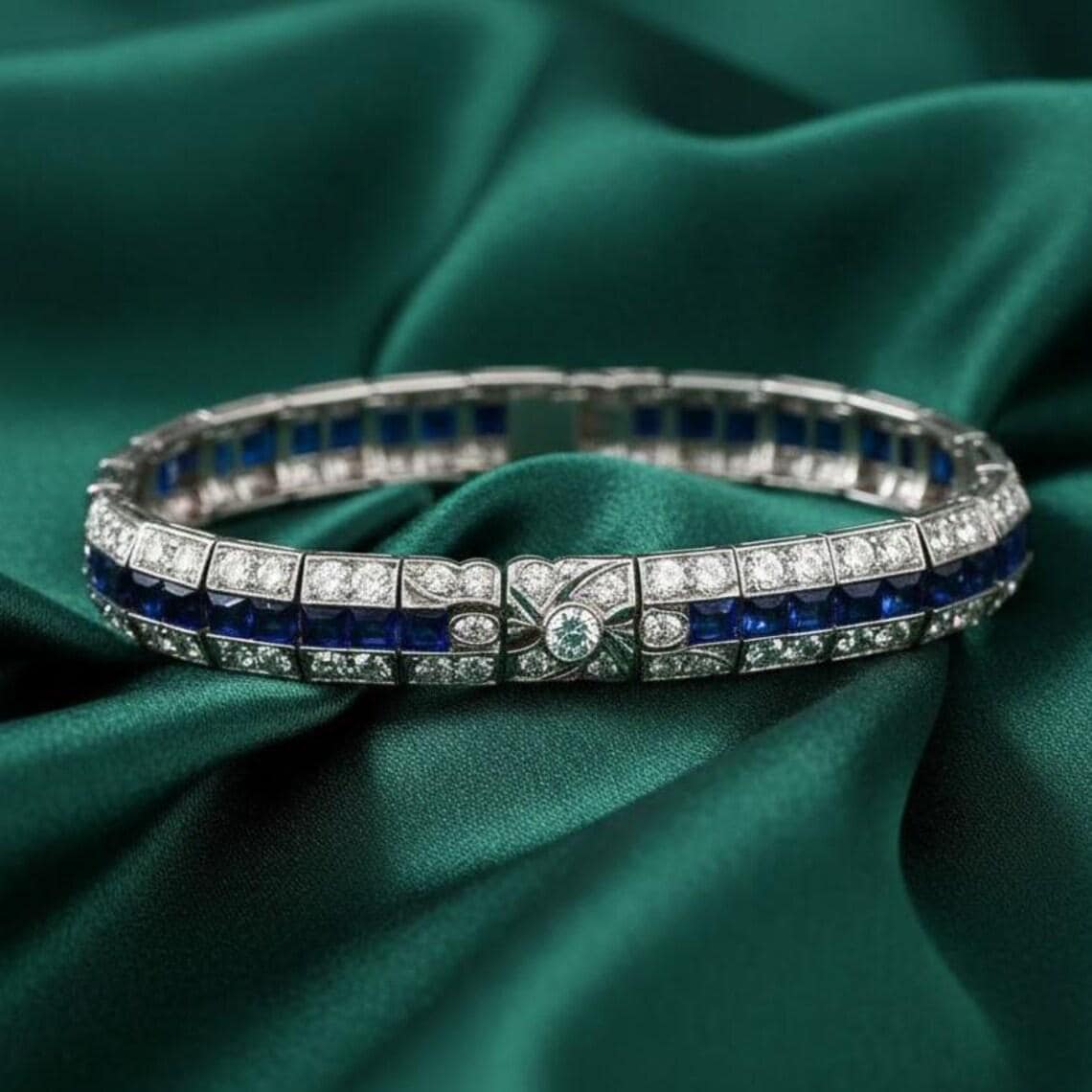 Art Deco Sapphire Diamond Tennis Bracelet