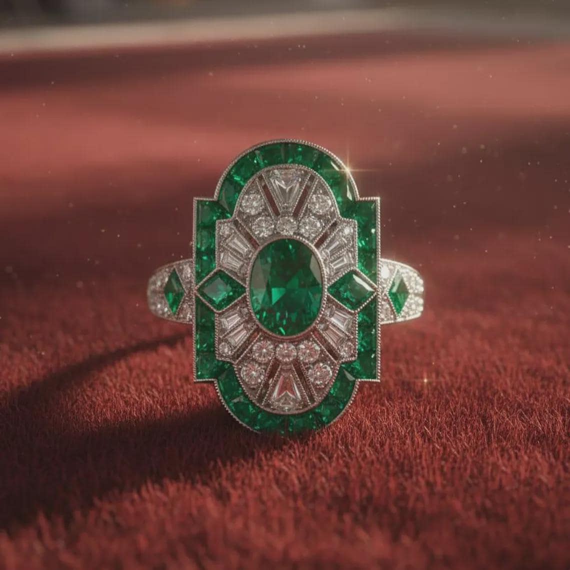 Art Deco Emerald Statement Ring