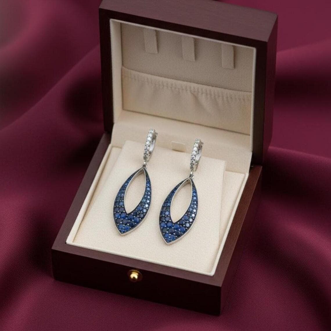 Royal Blue Sapphire & Diamond 14K Gold Plated — View 2