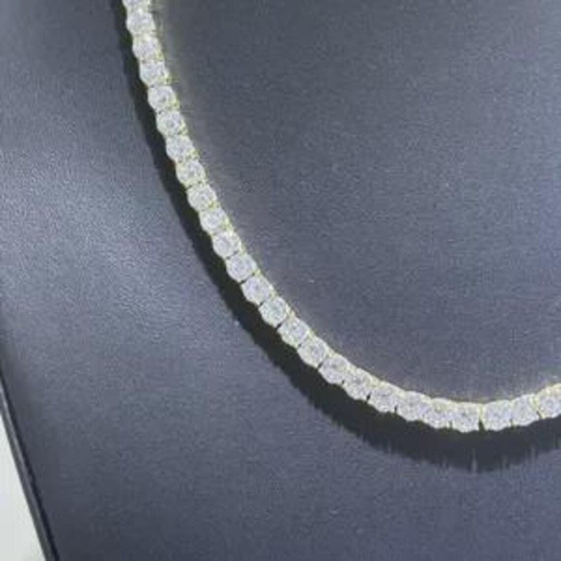 Moissanite Round Tennis Necklace: Platinum Over 925 Sterling — View 5
