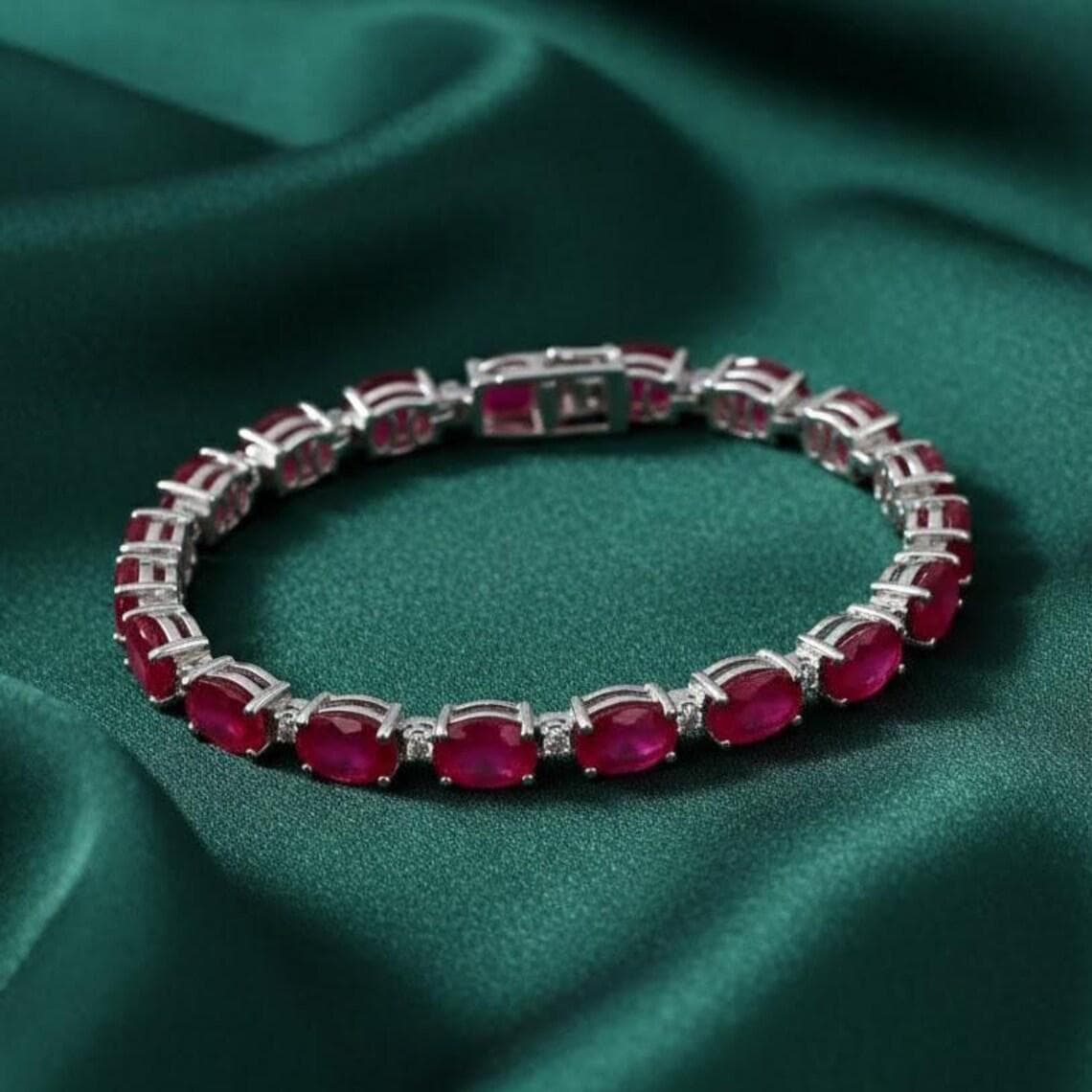 Oval Ruby Tennis Bracelet — View 4