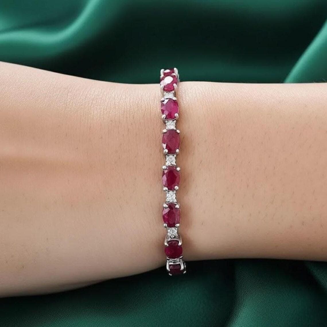 Oval Ruby Tennis Bracelet — View 3