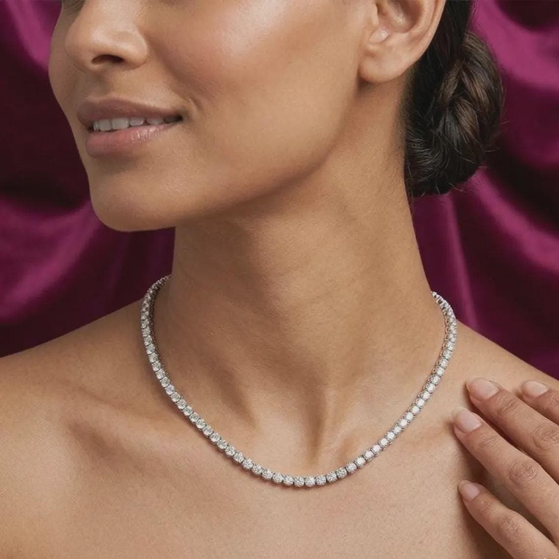 4MM Round Moissanite Tennis Necklace