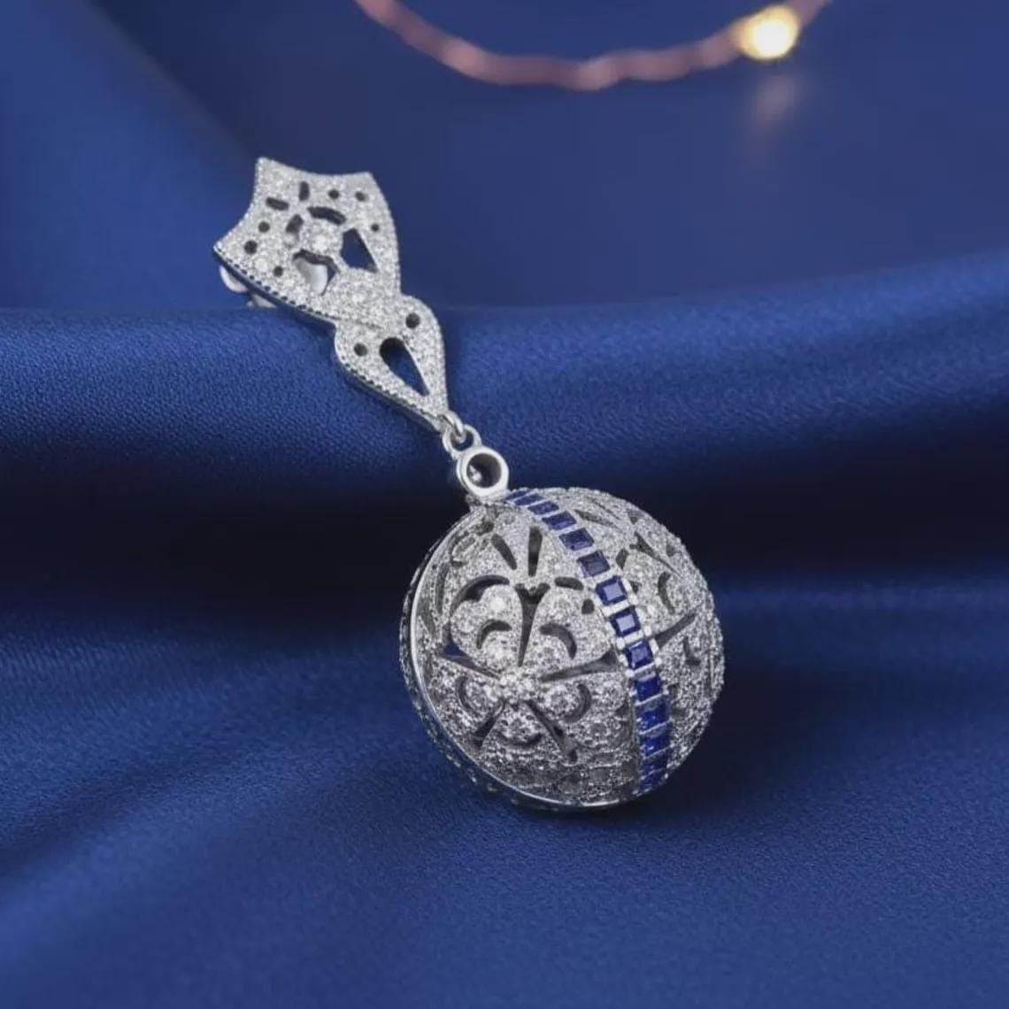 Art Deco Diamond Sapphire Drop Earrings — View 3