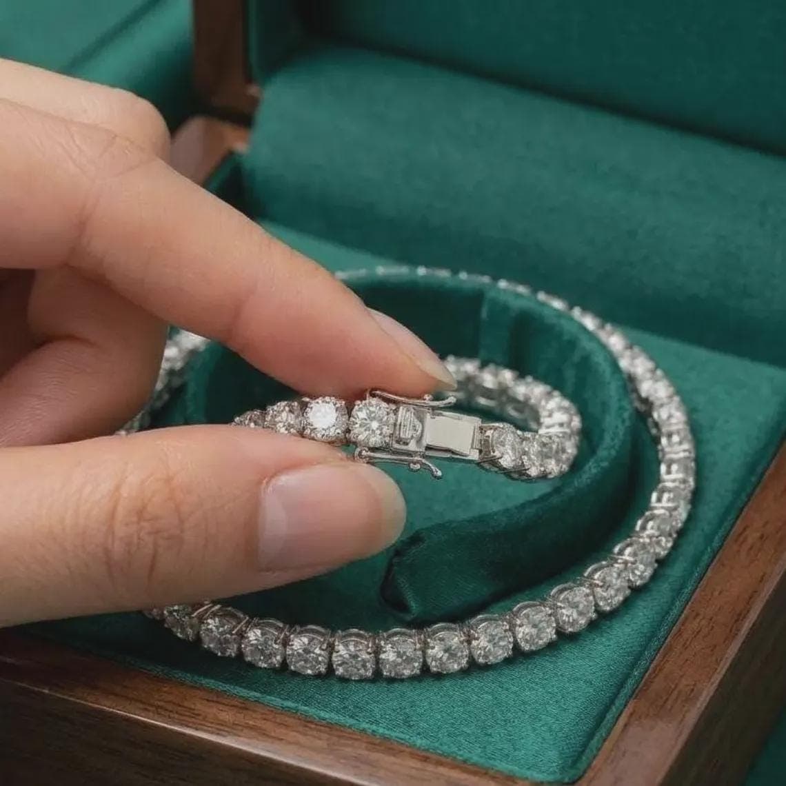 Moissanite Tennis Bracelet For Her 14K White Gold — View 2