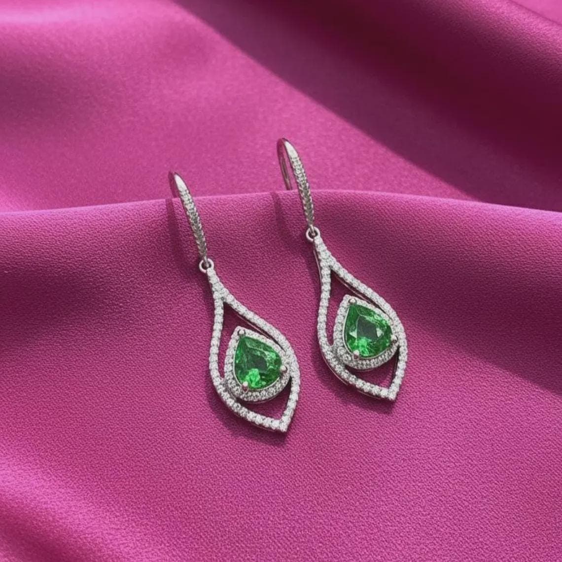 Green Peridot Dangle Earrings — View 3
