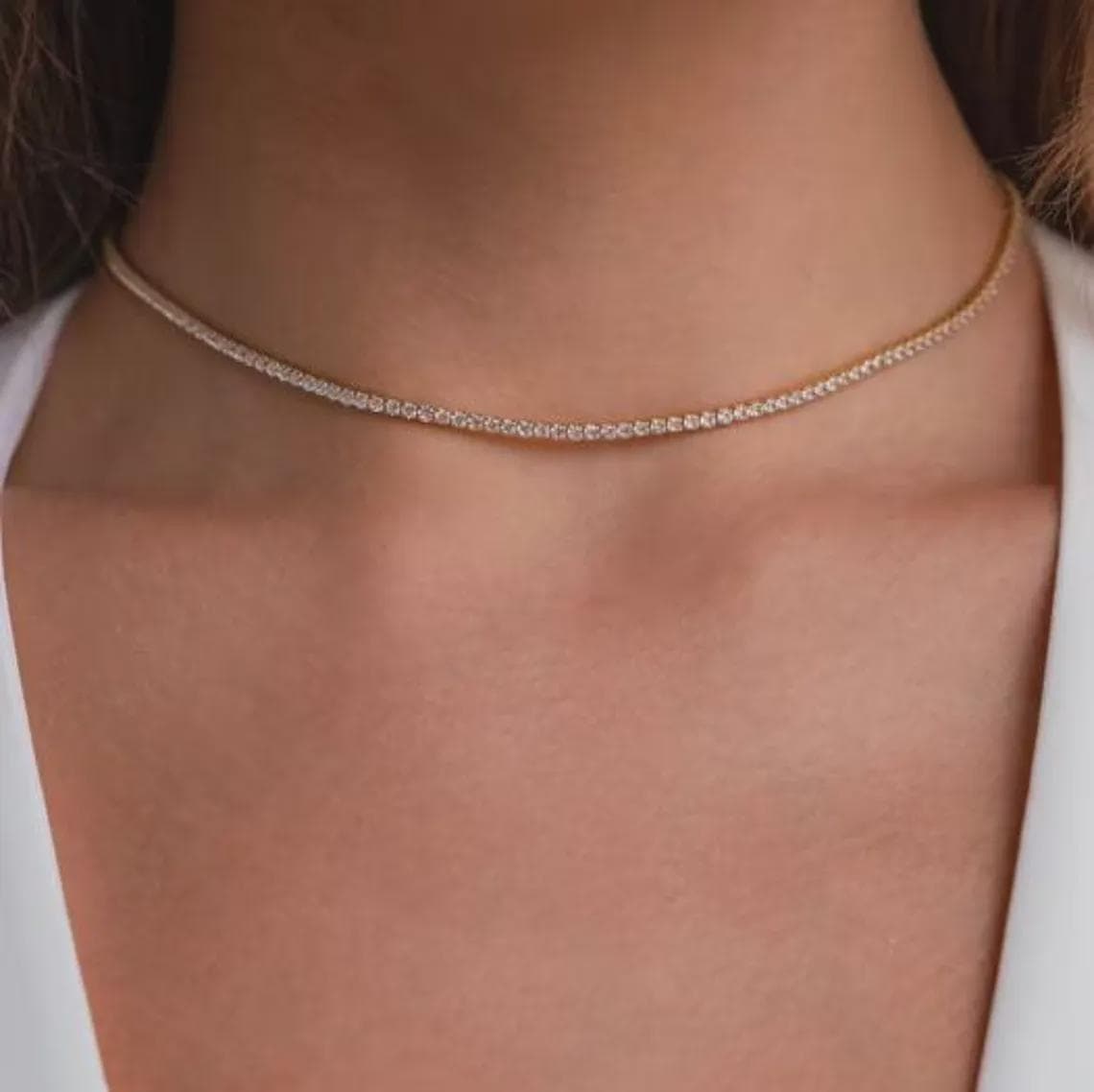 Lab Grown Diamond Tennis Necklace — View 4
