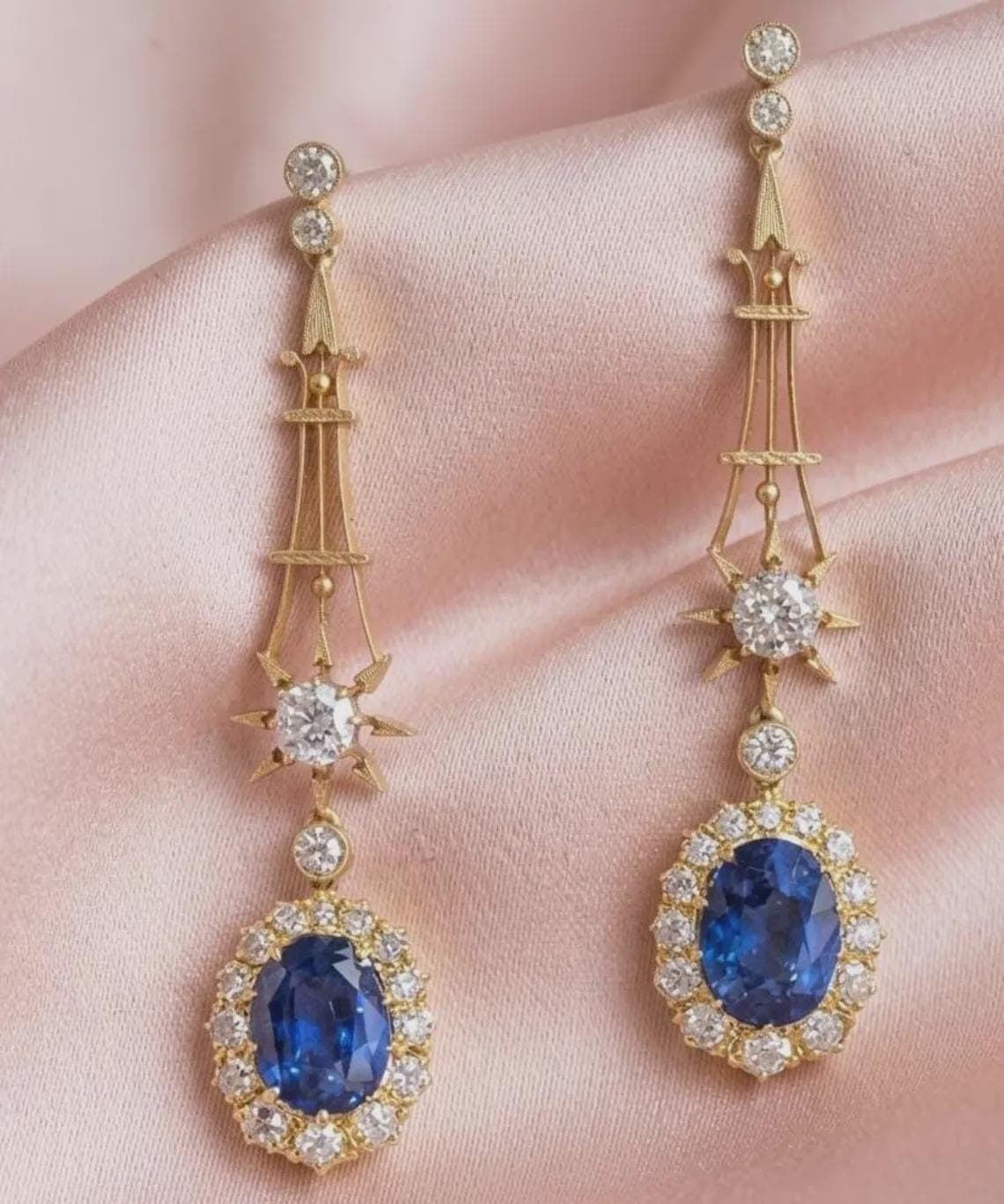 Blue Sapphire Drop Earrings