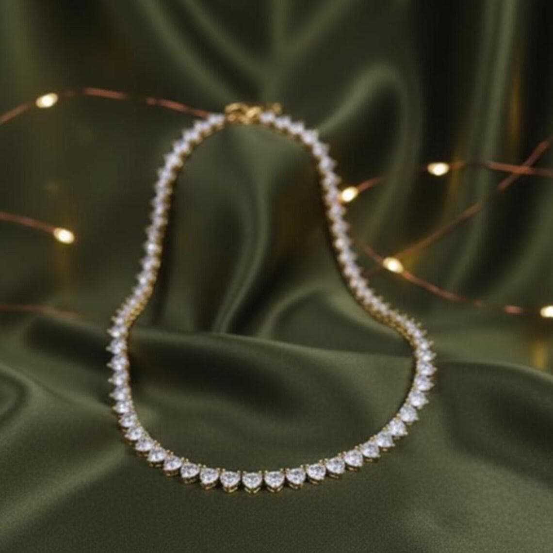 14K Gold Plated Sterling Silver Heart Cut Tennis — View 4