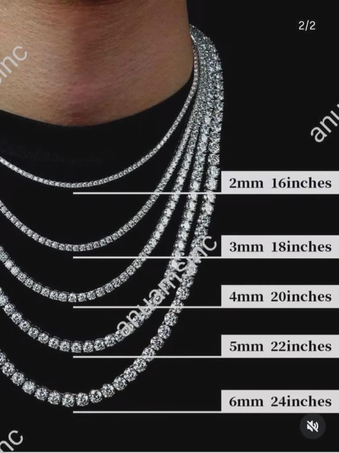 Black Moissanite Tennis Necklace — View 5