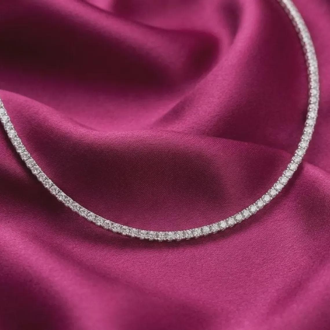 4MM Round Moissanite Tennis Necklace — View 3